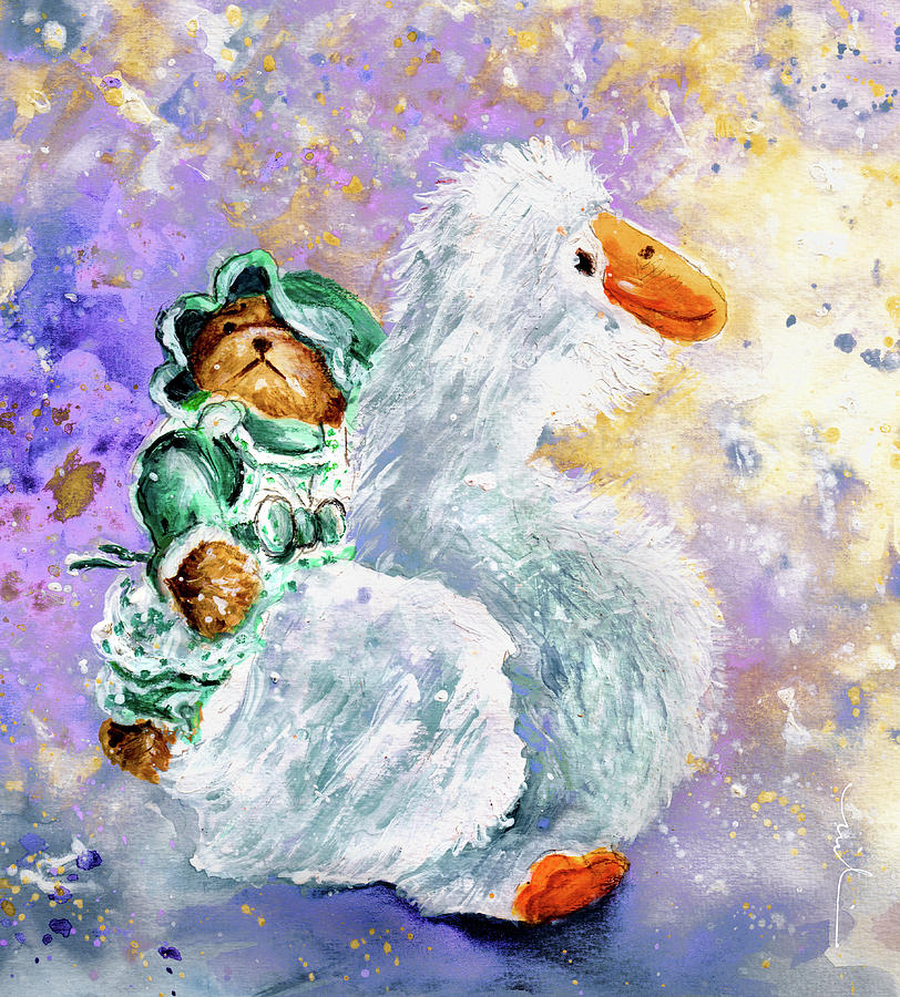 Teddy Gwendoline And Her White Goose Painting by Miki De Goodaboom