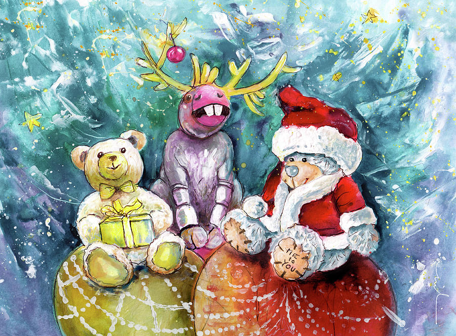 Teddy Noel And His Christmas friends Painting by Miki De Goodaboom