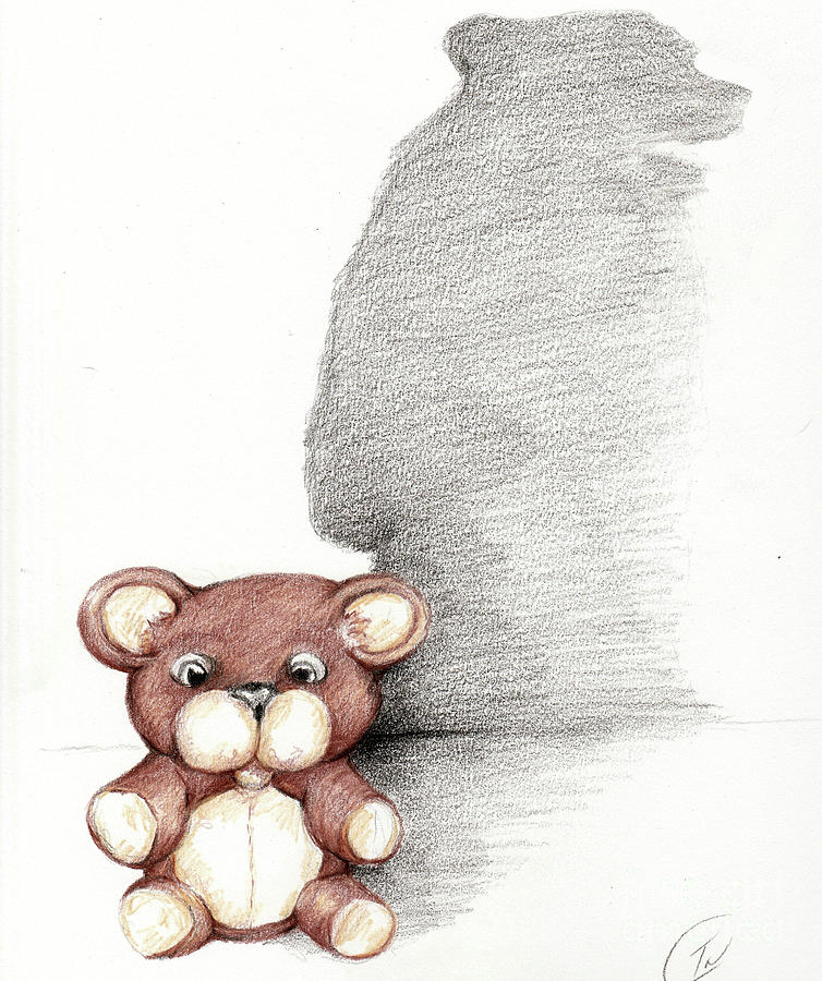 Bear Drawing - Teddy by Trena Guthridge