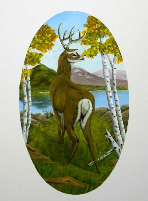 Teddys Deer Painting by Sheri Keith
