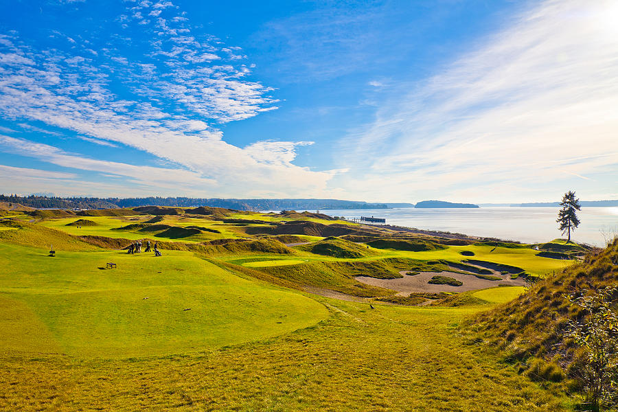 Teeing Off on the 15th - Chambers Bay Photograph by David Patterson