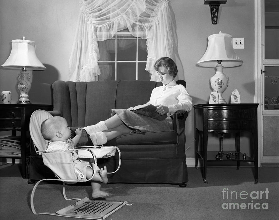 Teen Babysitter And Baby, C.1950s Photograph by H. Armstrong Roberts/ClassicStock