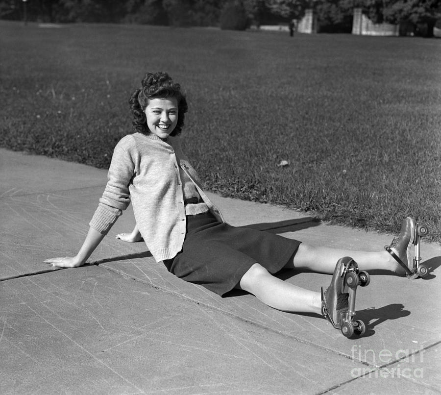 Teen Girl In Roller Skates, C.1940s Photograph by H. Armstrong Roberts/ClassicStock