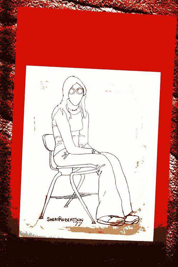 Teen Girl in School Chair Mixed Media by Sheri Parris