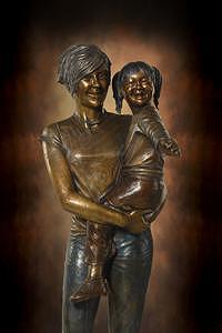 Teenage Girl And Korean Child Sculpture by Tom White Teenage Girl And Korean Child Sculpture by Tom White