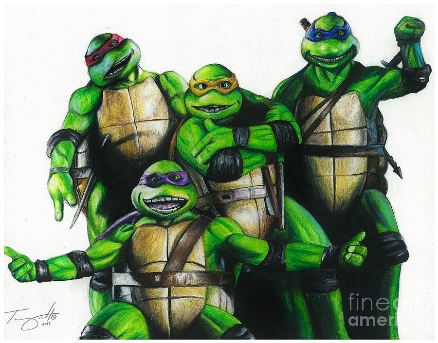 Teenage Mutant Ninja Turtles Drawing - Teenage Mutant Ninja Turtles by Tony Orcutt