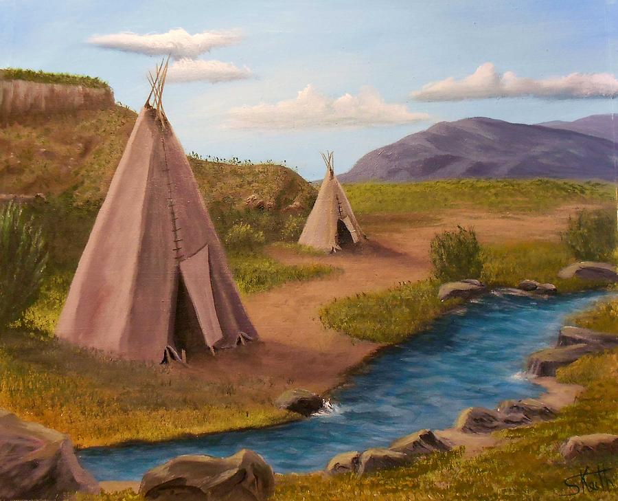 Teepees on the Plains Painting by Sheri Keith