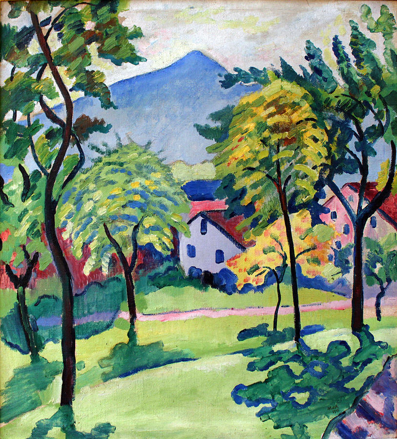 August Macke Painting - Tegernsee Landscape by August Macke