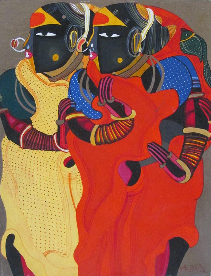 Abstract Painting - Telangana Woman by Thota Vaikuntam