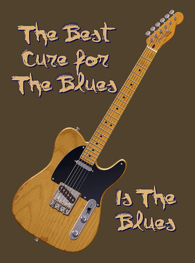 Blues Digital Art - Tele Blues Cure by WB Johnston