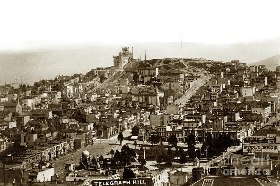 San Francisco Photograph - Telegraph Hill and Washington Square.  Circa 1890 by Monterey County Historical Society
