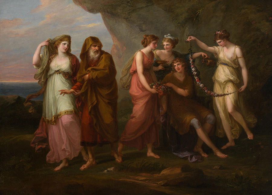 Telemachus and the Nymphs of Calypso Painting by Angelica Kauffman