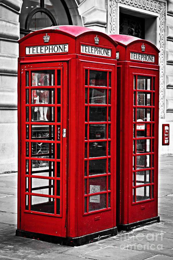 London Photograph - Telephone boxes in London by Elena Elisseeva