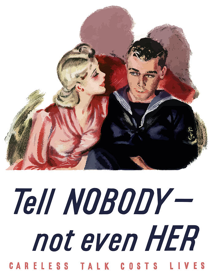 World War Ii Painting - Tell Nobody -- Not Even Her by War Is Hell Store