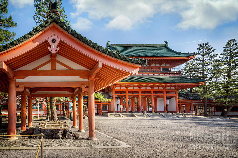Temizuya and Main Gate Heian Jingu Shrine Kyoto Photograph by Karen Jorstad