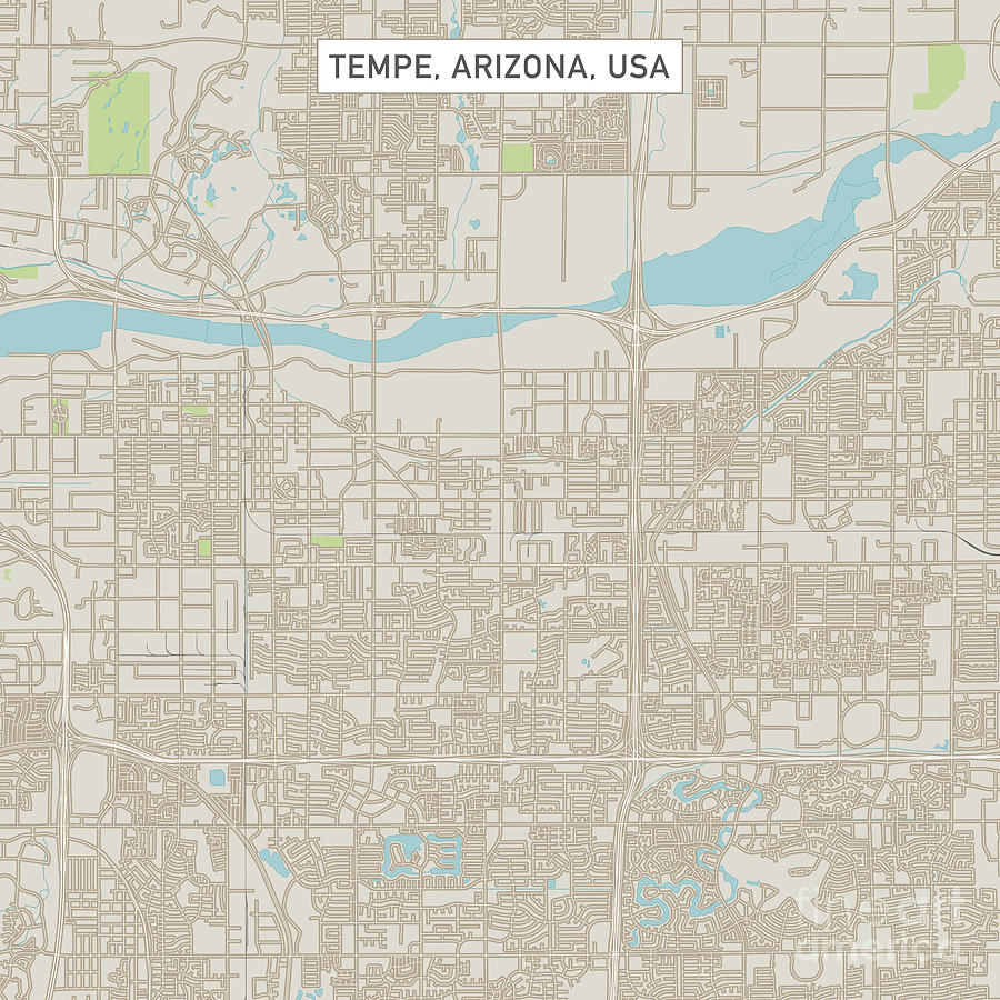 Tempe Arizona US City Street Map Digital Art by Frank Ramspott - Pixels