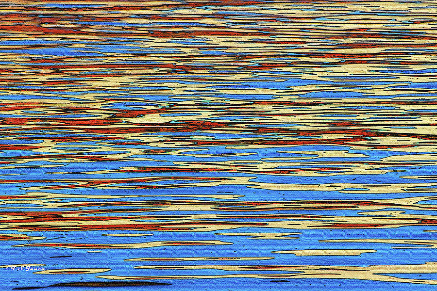 Tempe Town Lake Sunset Reflection Abstract Digital Art by Tom Janca