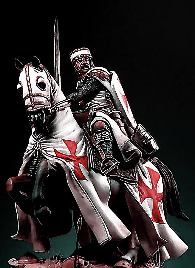 Templar Knight, Red Cross - 02 Painting by AM FineArtPrints