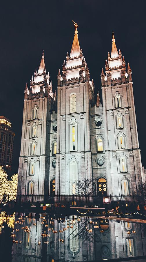 Salt Lake Photograph - Temple at Night by Tony Anderson