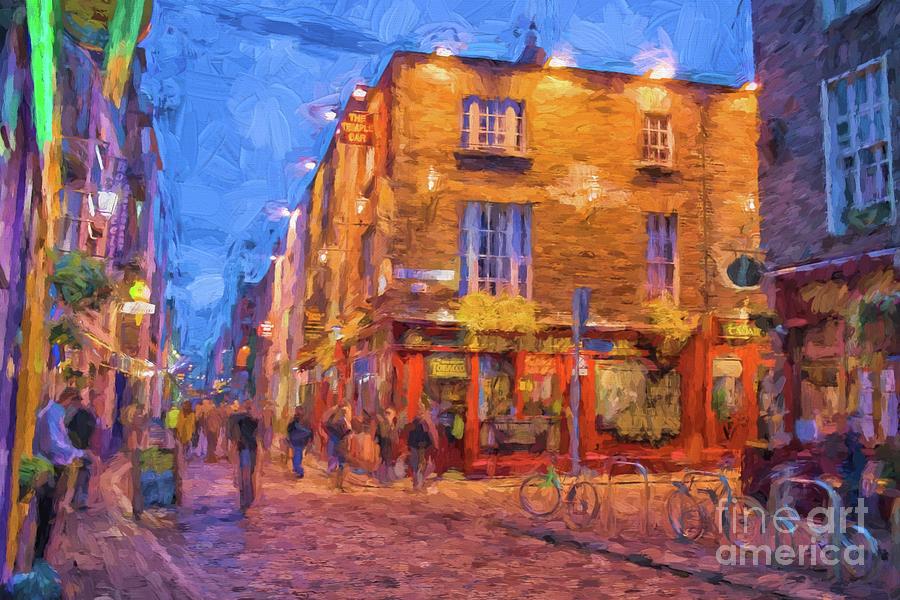 Temple bar area in Dublin Digital Art by Patricia Hofmeester