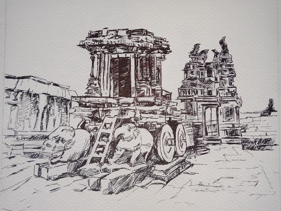 Temple Hampi Drawing by Pratima Abhange - Pixels
