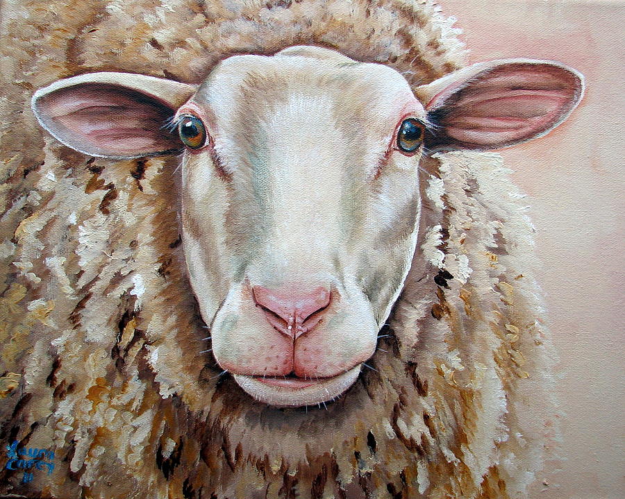 Sheep Painting - Temple by Laura Carey