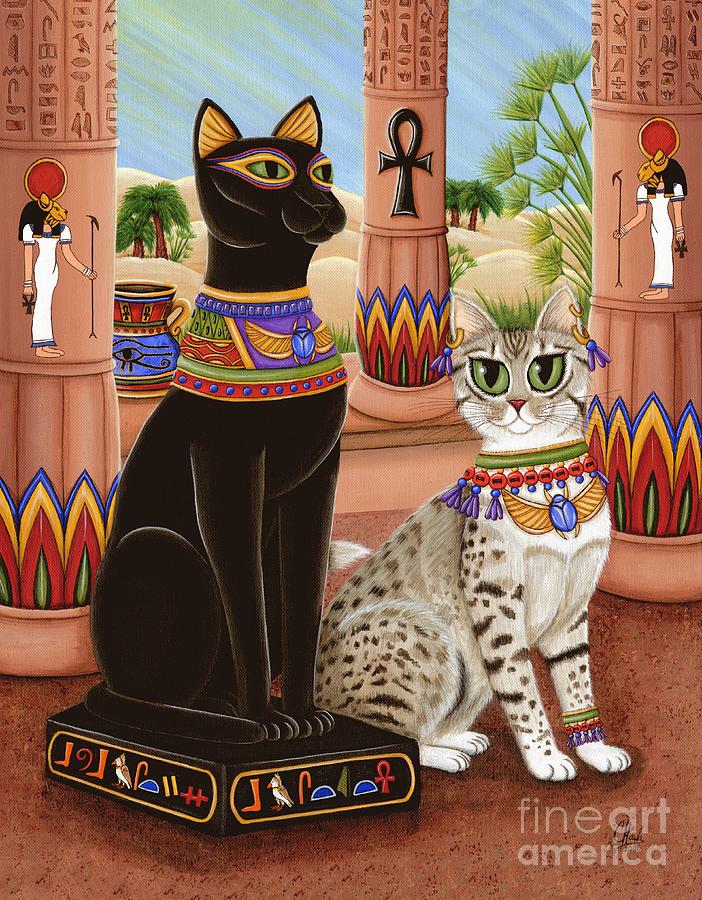 Temple of Bastet - Bast Goddess Cat Painting by Carrie Hawks
