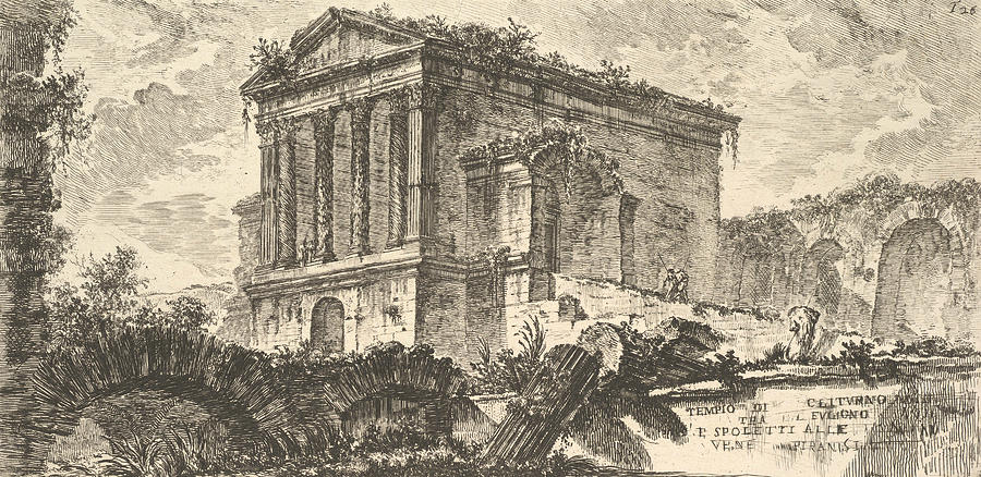Giovanni Battista Piranesi Relief - Temple of Clitumnus between Foligno and Spoleto  by Giovanni Battista Piranesi