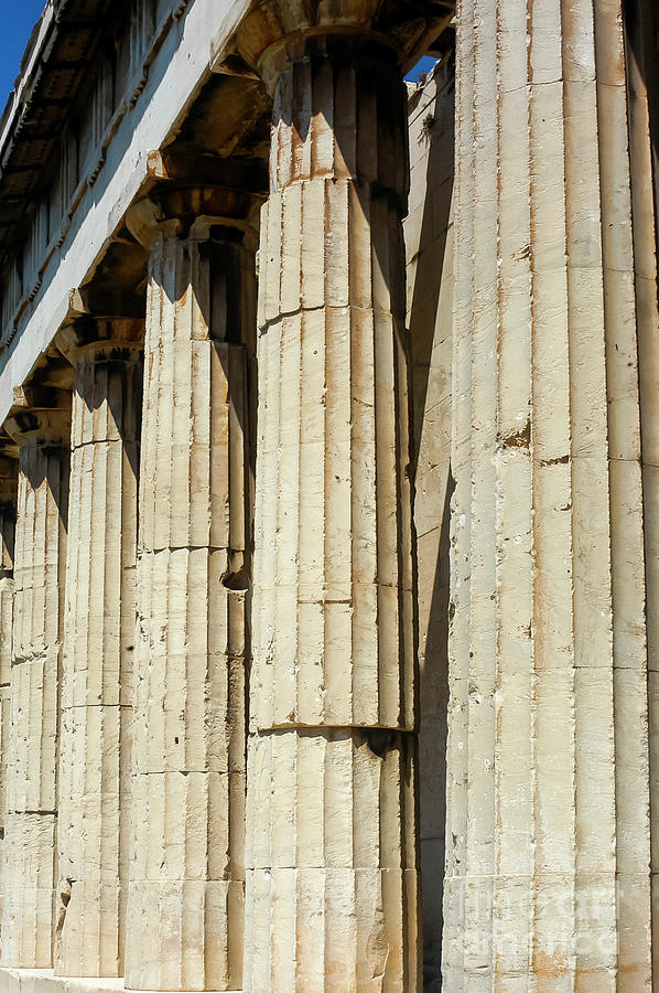 Temple of Hephaestus Doric Columns Three Photograph by Bob Phillips