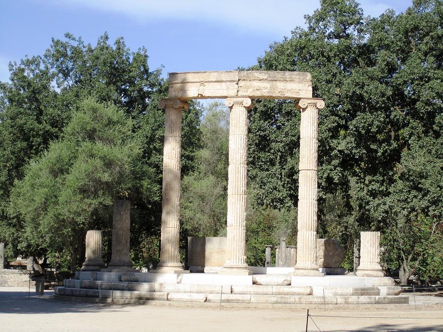Up Movie Photograph - Temple of Zeus Ancient Ruins in Olympia Greece by John Shiron