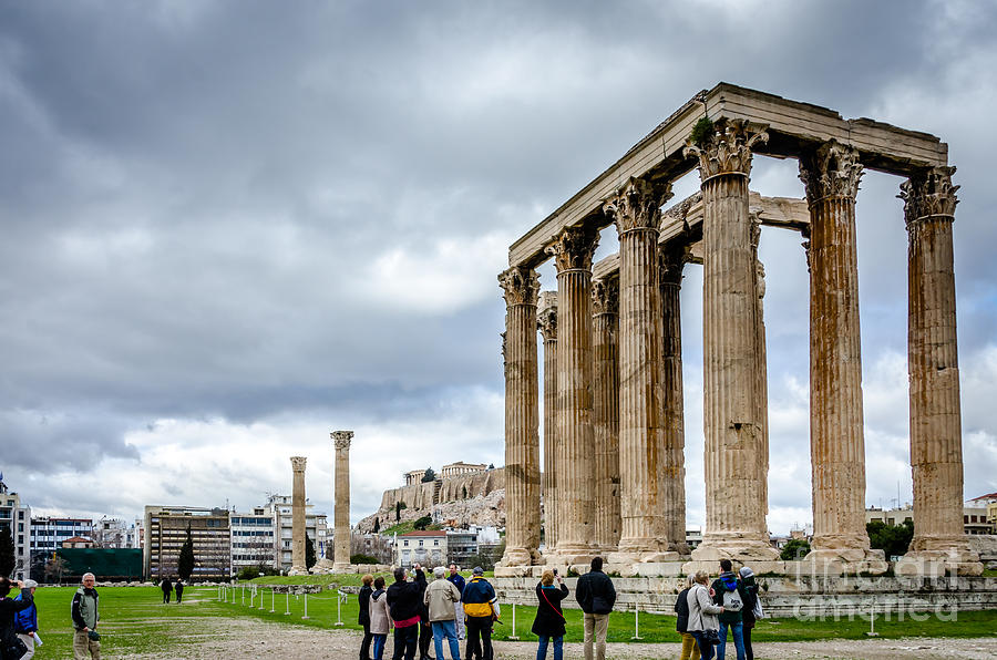 Temple of Zeus and Acropolis - Athens Greece Photograph by Debra Martz