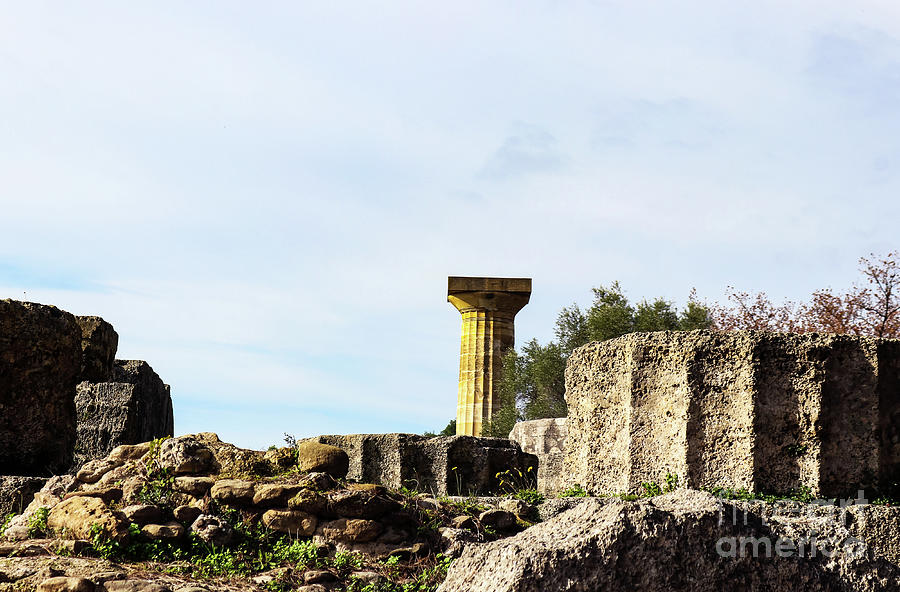 Temple of Zeus in at Ancient Corinth in Greece Photograph by Susan Vineyard