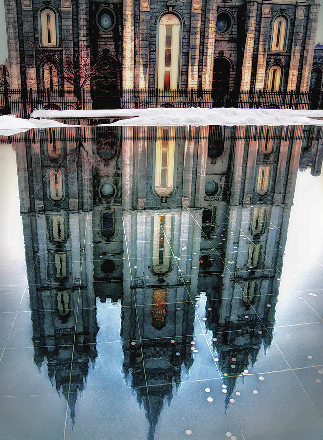 Temple reflection Photograph by Jim Hill