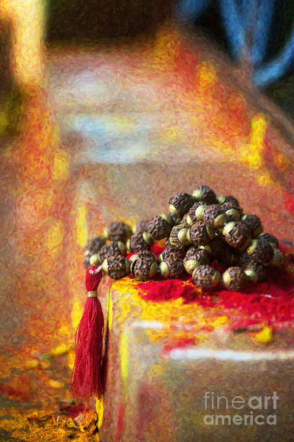 Japamala Photograph - Temple Rudraksha Beads by Tim Gainey