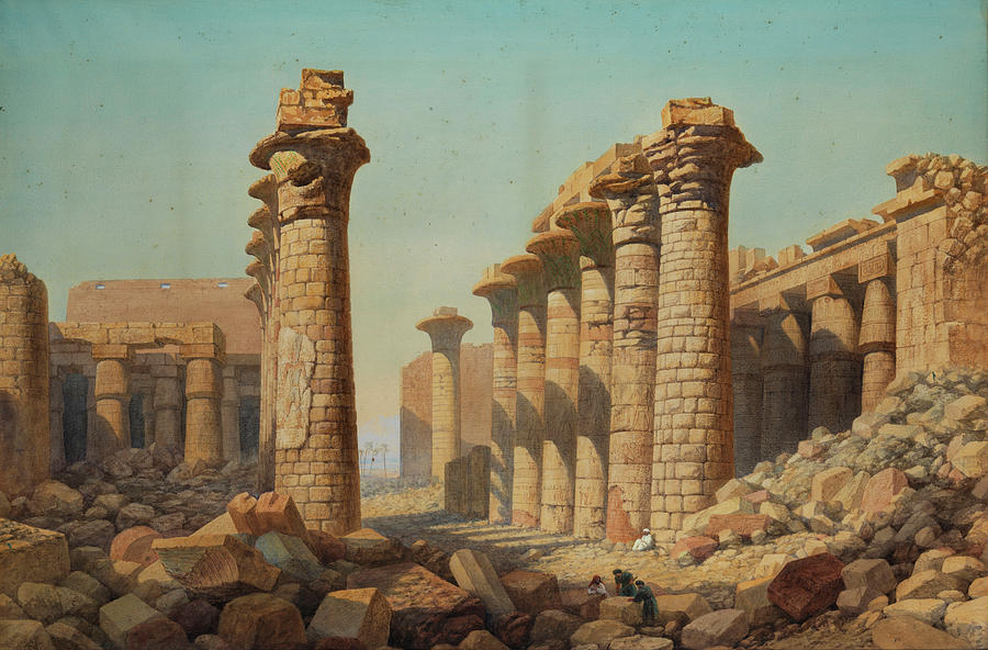 Temple ruins of Karnak Painting by Charles Vacher - Pixels