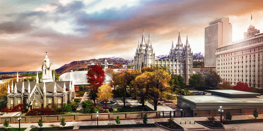 Salt Lake Painting - Temple Square #2 by Brent Borup Salt Lake Painting - Temple Square #2 by Brent Borup