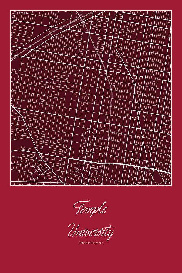 Temple Street Map - Temple University Philadelphia Map Digital Art by ...