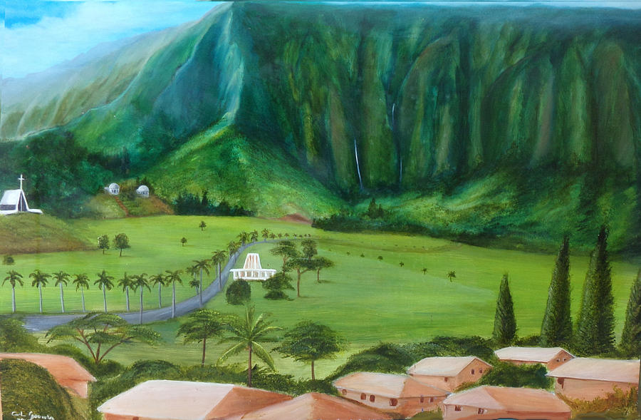 Temple valley hawaii Painting by Carl Gouveia