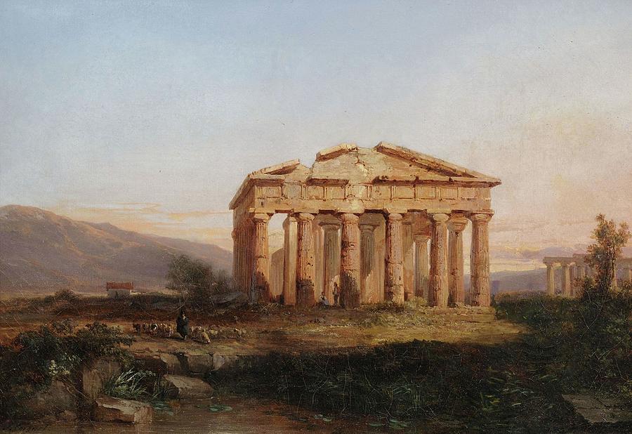 Temples of Paestum  Painting by Jules Louis Philippe Coignet
