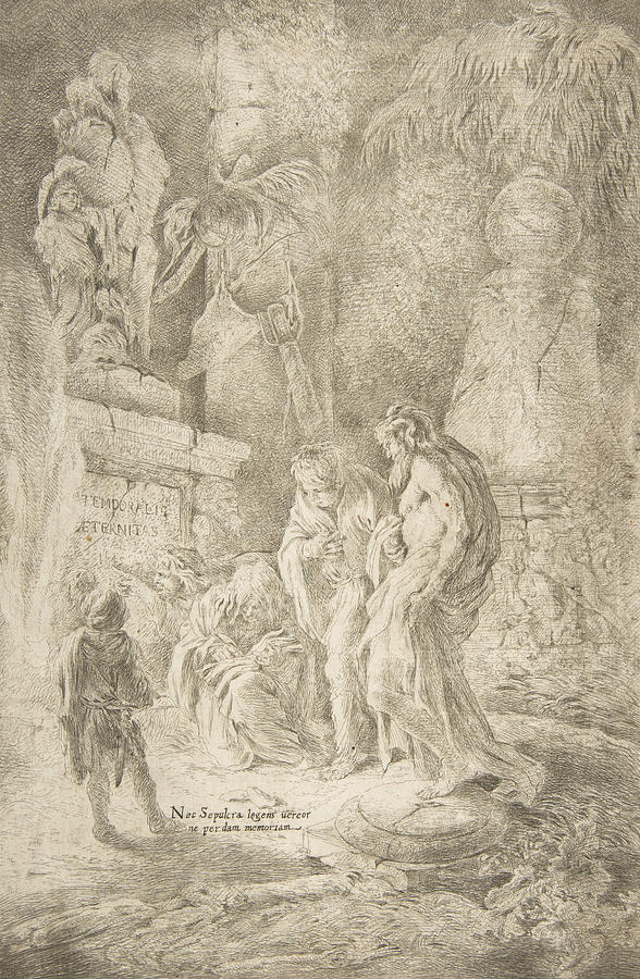 Temporalis Aeternitas, four scholars amongst ruins Relief by Giovanni Benedetto Castiglione