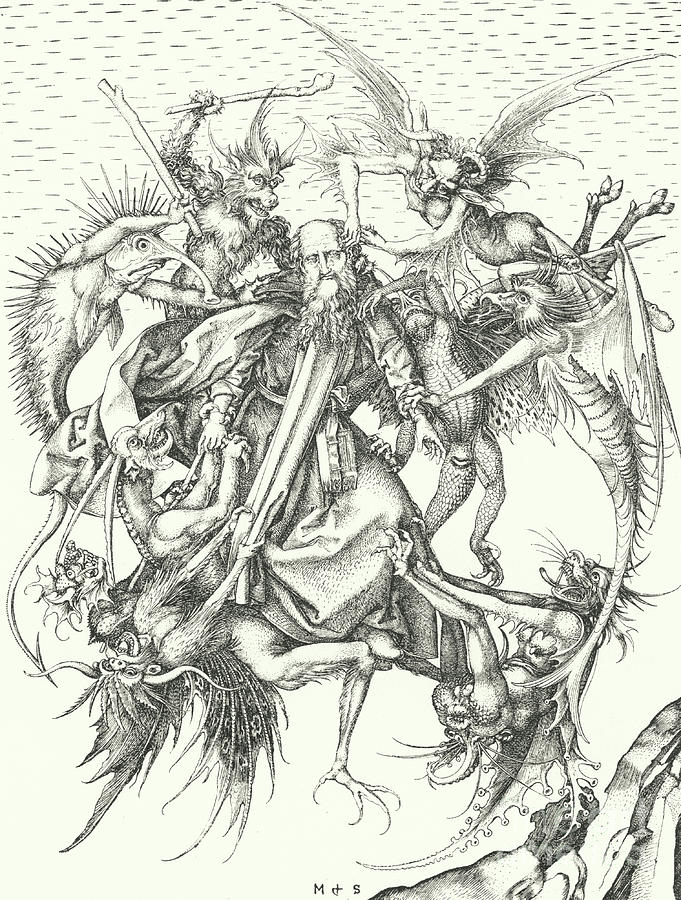 Temptation of St Anthony  Drawing by Martin Schongauer
