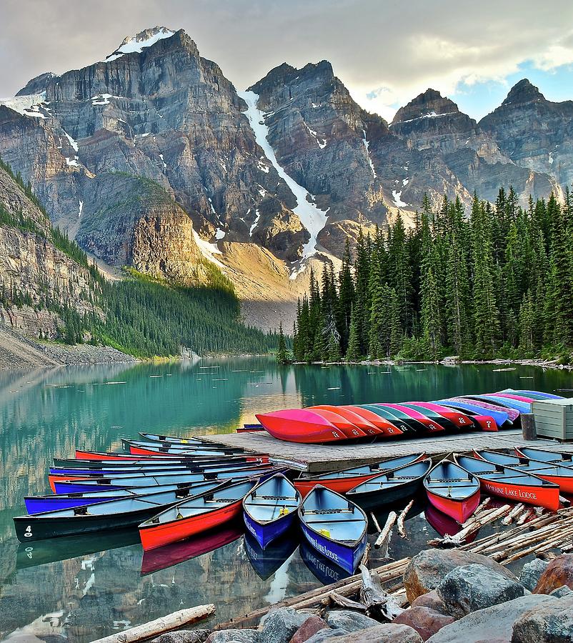 Ten Peaks and Canoes Photograph by Frozen in Time Fine Art Photography