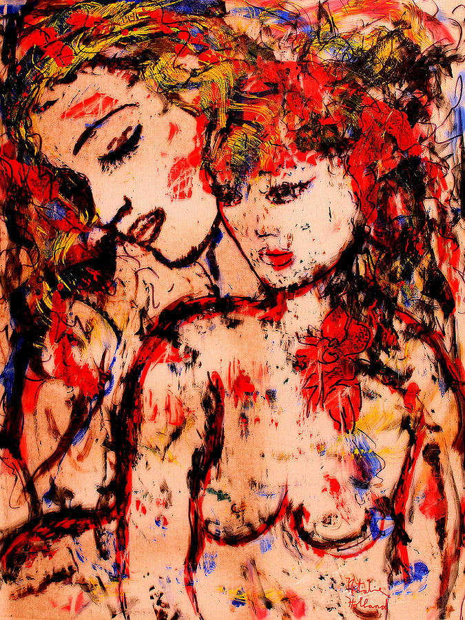 Nude Mixed Media - Tenderness by Natalie Holland