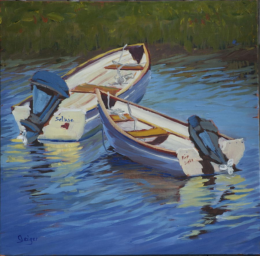 Tenders at Anchor Painting by Pamela Geiger Fine Art America