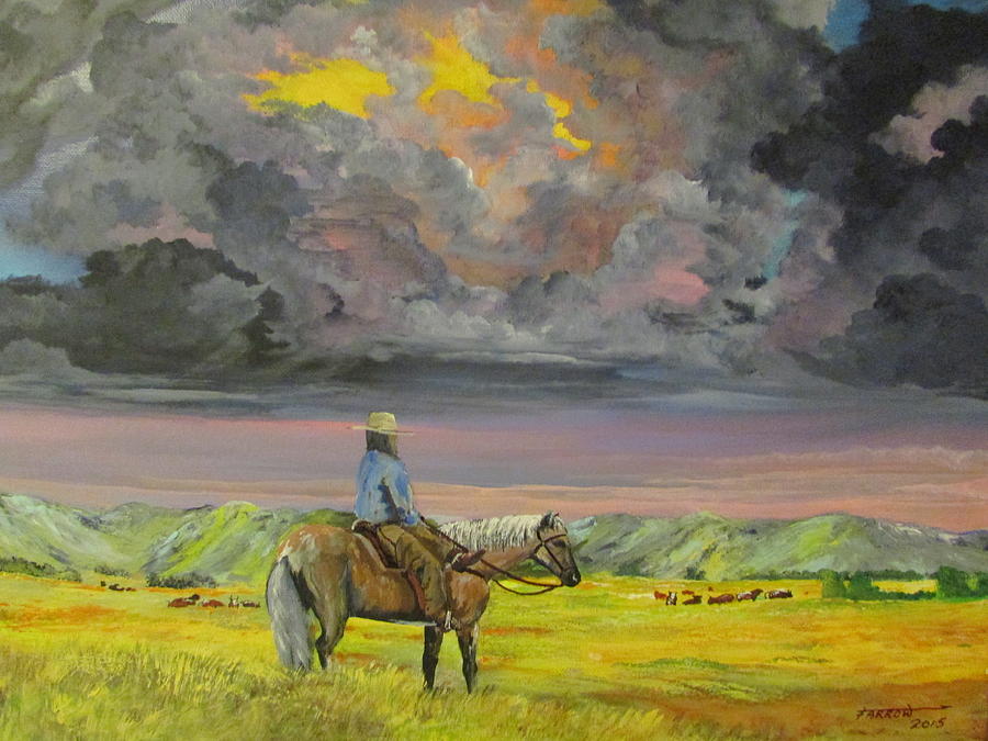 Tendin The Herd Painting by Dave Farrow