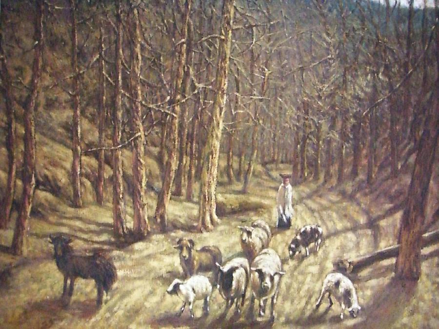 Tending the Sheep Painting by L R B