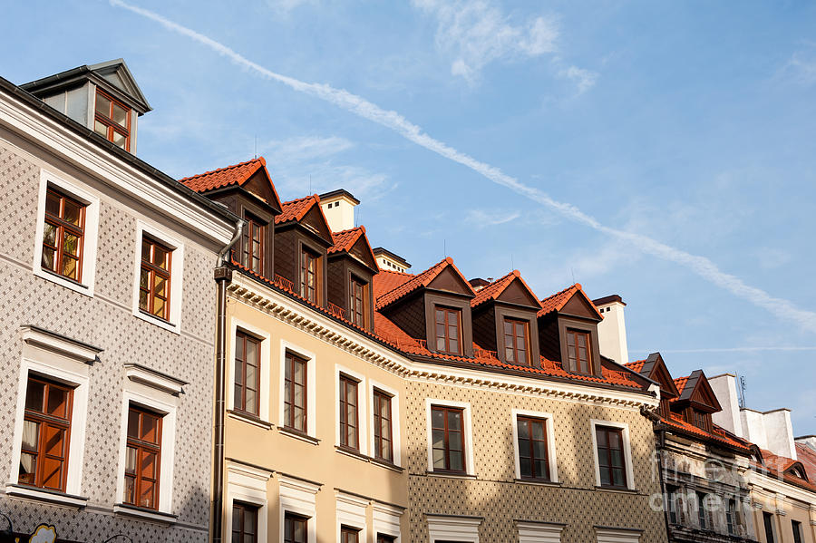 Architecture Photograph - Tenement houses roofs in Lublin by Arletta Cwalina
