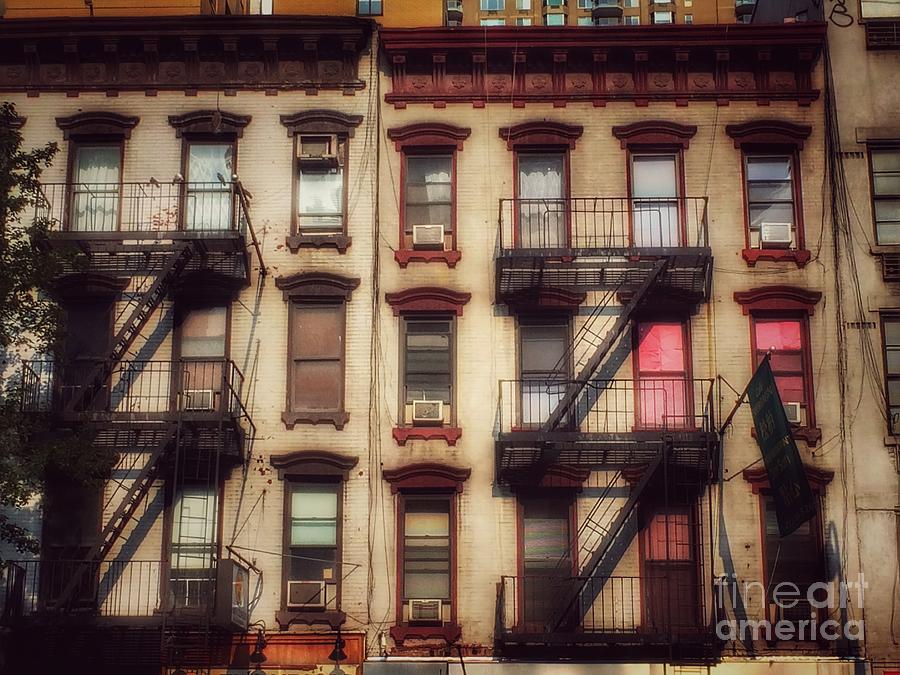 Tenements with Pink Curtains Photograph by Miriam Danar