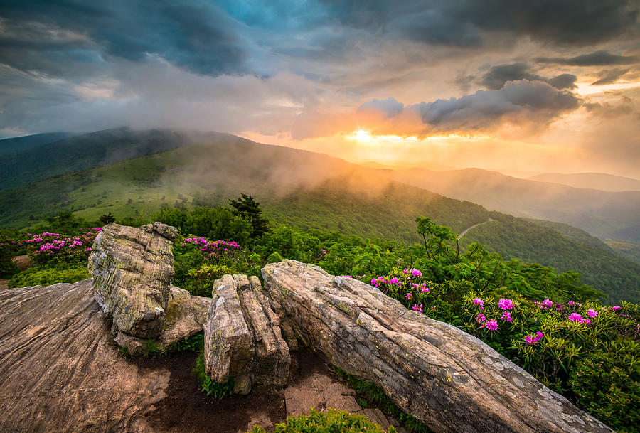 Flower Photograph - Tennessee Appalachian Mountains Sunset Scenic Landscape Photography by Dave Allen