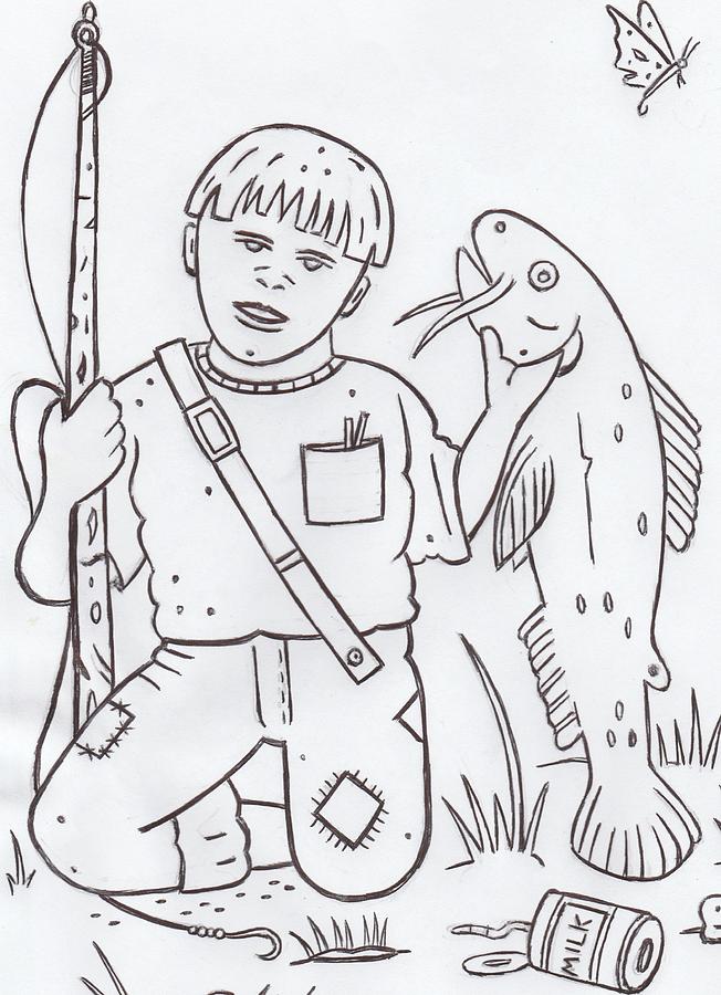 Fish Drawing - Tennessee Boy by Lester Noss